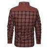Button Up Plaid Print Fleece Jacket - COFFEE L