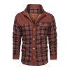 Button Up Plaid Print Fleece Jacket - COFFEE L