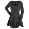 T-shirt Tunique Ourlet à Volants de Grande Taille à Manches Longues - Gris Carbone 1X