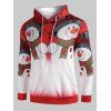 Sweat à Capuche Imprimé Bonhomme de Neige et Note de Musique de Noël - Rouge Rubis L
