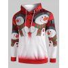Christmas Snowmen Music Notes Print Pullover Hoodie - RUBY RED 3XL