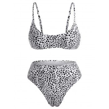 

Dalmatian Print High Waisted Tank Bikini Swimwear, White