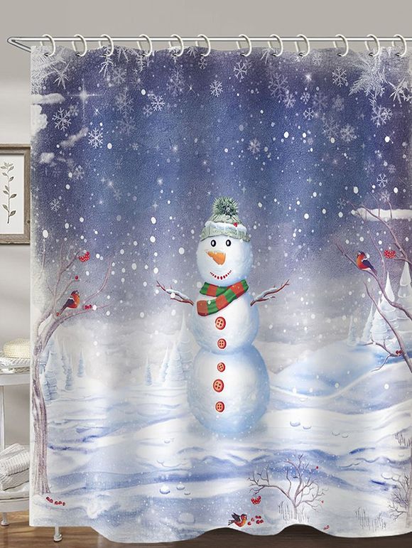 Rideau de Douche Imperméable Imprimé Bonhomme de Neige Digital - multicolor W71 X L71 INCH