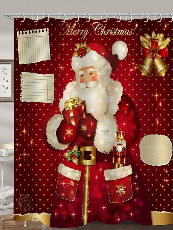 Rideau de Douche de Noël Imperméable Père Noël et Cadeau Imprimés - multicolor W71 X L71 INCH