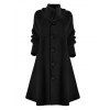 Manteau Tricoté Long à Boutonnage Simple Grande Taille - Noir 2XL
