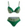 Snakeskin Underwire Colorblock Bikini Swimwear - LIGHT GREEN S