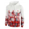 Sweat à Capuche Pull-over de Noël à Carreaux à Imprimé Flocon de Neige - Blanc 2XL