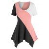 T-shirt en Blocs de Couleurs Manches Courtes de Grande Taille - Gris 5X