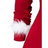 Robe de Noël Tricotée Panneau en Fausse Fourrure à Manches Longues Grande Taille - Rouge Vineux L