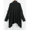 Mock Button Ribbed Cape Sweater - BLACK 3XL