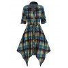 Robe Chemise Irrégulière Imprimée à Carreaux à Cordon - multicolor B 3XL