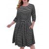 Robe Décontractée Rayée Contrastée à Taille Nouée de Grande Taille - Noir 4XL