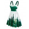 Robe Sapin de Noël Imprimé en Fausse Fourrure à Lacets - Vert profond M