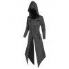 Manteau à Capuche Asymétrique Tricoté Zippé avec Œillet - Gris Ardoise Foncé L