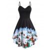 Christmas Snow Print Cami Dress with Bolero Jacket - BLACK XL