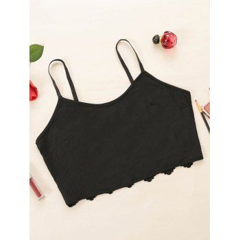 

Plus Size Ribbed Lace Back Cami Top, Black