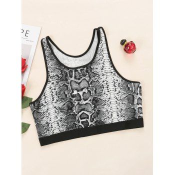 

Plus Size Snake Print Cutout Crop Tank Top, Black