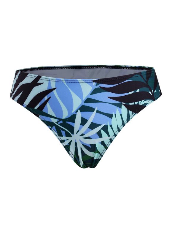 Maillot de Bain Tankini Superposé Plongeant à Imprimé Feuille - multicolor M