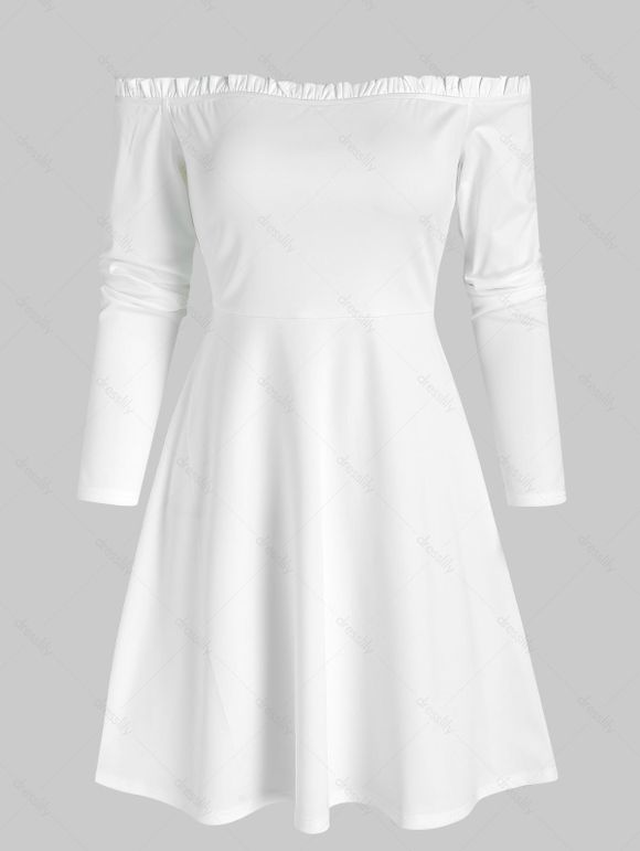 Robe Simple à Epaule Dénudée avec Gilet Asymétrique Bouclé - Noir M