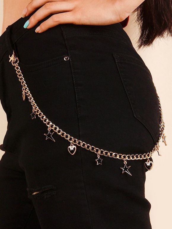 Chaîne de Pantalon Punk Etoile Cœur Charmant - d'or 