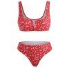 Maillot de Bain Bikini Imprimé Fleuri à Armature V - Rouge XL