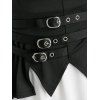 Robe Simple à Epaule Dénudée avec Gilet Asymétrique Bouclé - Noir L