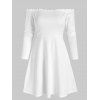 Robe Simple à Epaule Dénudée avec Gilet Asymétrique Bouclé - Noir 3XL