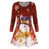 T-shirt de Noël à Imprimé Bonhomme de Neige et Flocon de Neige de Grande Taille - Rouge Saint Valentin L
