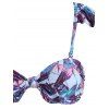 Maillot de Bain Bikini à Imprimé Feuille Tropicale Noué à Volants - Bleu profond XL