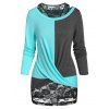 Ensemble de T-shirt Tordu en Blocs de Couleurs et de Débardeur Au Dos Nageur - multicolor A 2XL