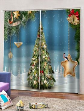 3D Digital Print Christmas Star Waterproof Curtains