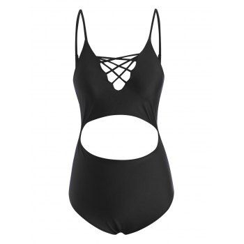 

Monokini One-piece Swimwear Set Lattice Cutout One-piece Swimsuit, Black