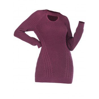 

Cable Knit Cutout Raglan Sleeve Tunic Sweater, Concord