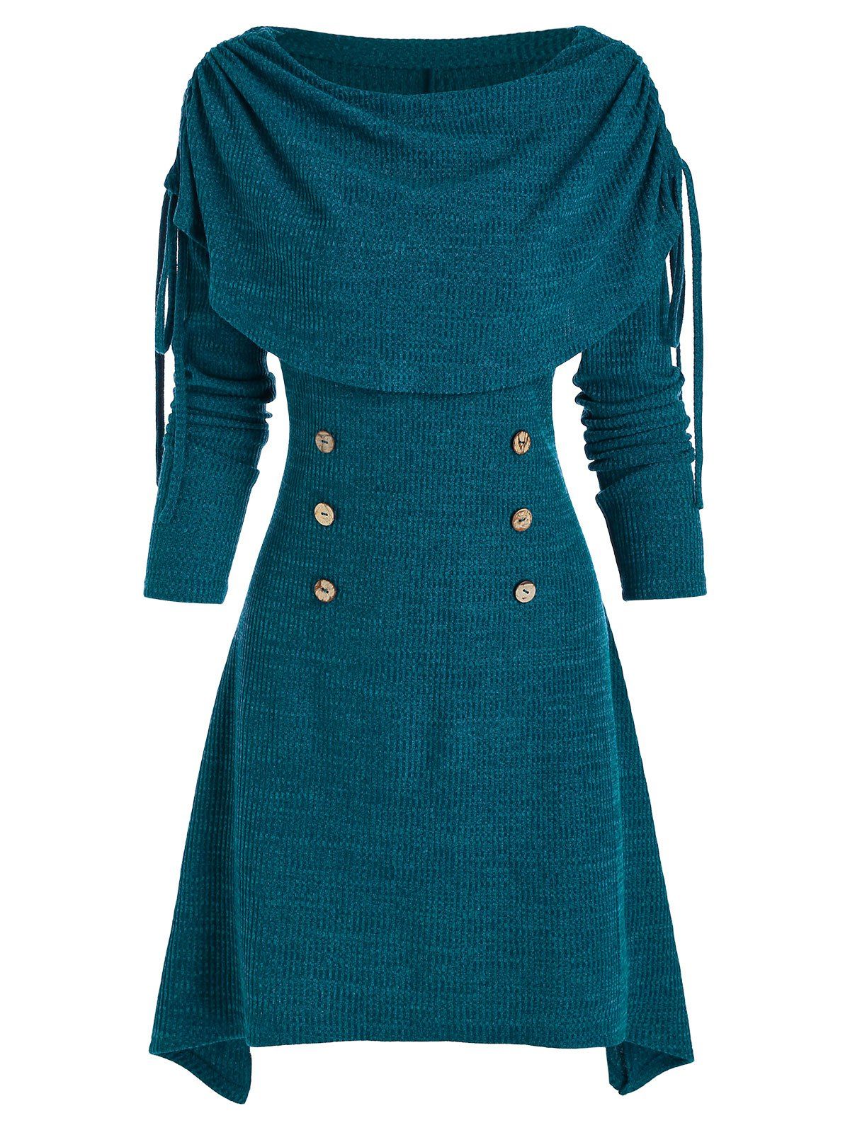 Robe Plissée Asymétrique - Paon Bleu XL
