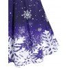Robe de Noël en Couleur Ombrée à Imprimé Flocon de Neige - Bleu profond XL