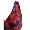 Ruffle Flower High Waisted Wrap Tankini Swimwear - RED M