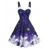Christmas Party Dress Snowflake Print Ombre Color Dress - DEEP GREEN 2XL