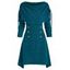 Mock Button Asymmetric Cinched Foldover Knitted Dress - PEACOCK BLUE 2XL