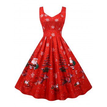 

Christmas Snowflake Santa Claus Sweetheart Dress, Red