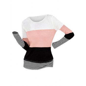 

Colorblock Stripes Patchwork Office Top, Multicolor a