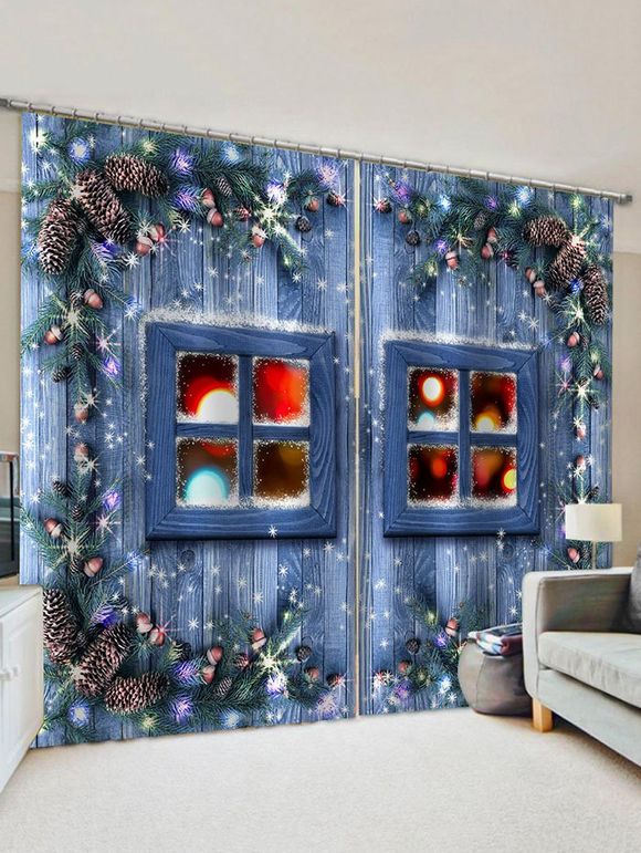 Rideaux de Fenêtre de Noël à Imprimé 3D 2 Pièces - multicolor W33.5 X L79 INCH X 2PCS
