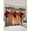 Rideaux de Fenêtre de Noël à Imprimé 3D Bougie et Chaussette 2 Pièces - multicolor W28 X L39 INCH X 2PCS