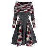 Robe Convertible à Carreaux Imprimée à Lacets - multicolor A 3XL