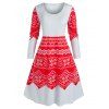 Robe de Nuit Mi-Longue à Imprimés Flocons de Neige de Grande Taille - Rouge 3X