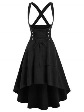 Mock Button Layered Corset Style High Low Suspender Skirt