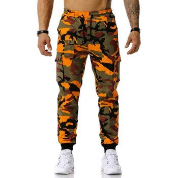

Drawstring Camouflage Print Cargo Pants, Orange