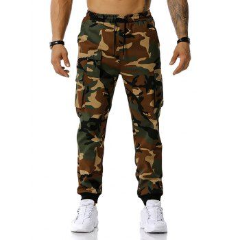 

Drawstring Camouflage Print Cargo Pants, Army green