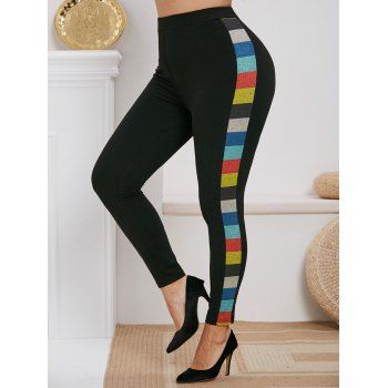 

Plus Size Colorblock Skinny Pants, Black