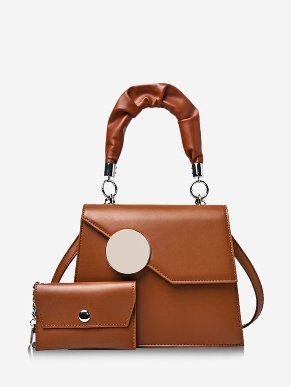 Sac à Main Pendant Géométrique Motif de Pièce de Monnaie - Brun 