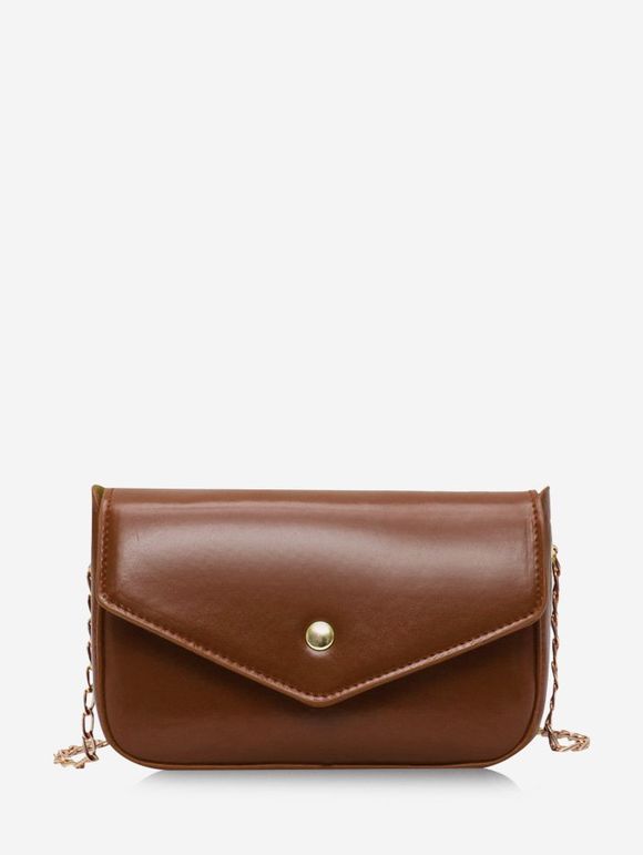 Sac à Bandoulière Enveloppe avec Chaîne Style Rétro - Brun 